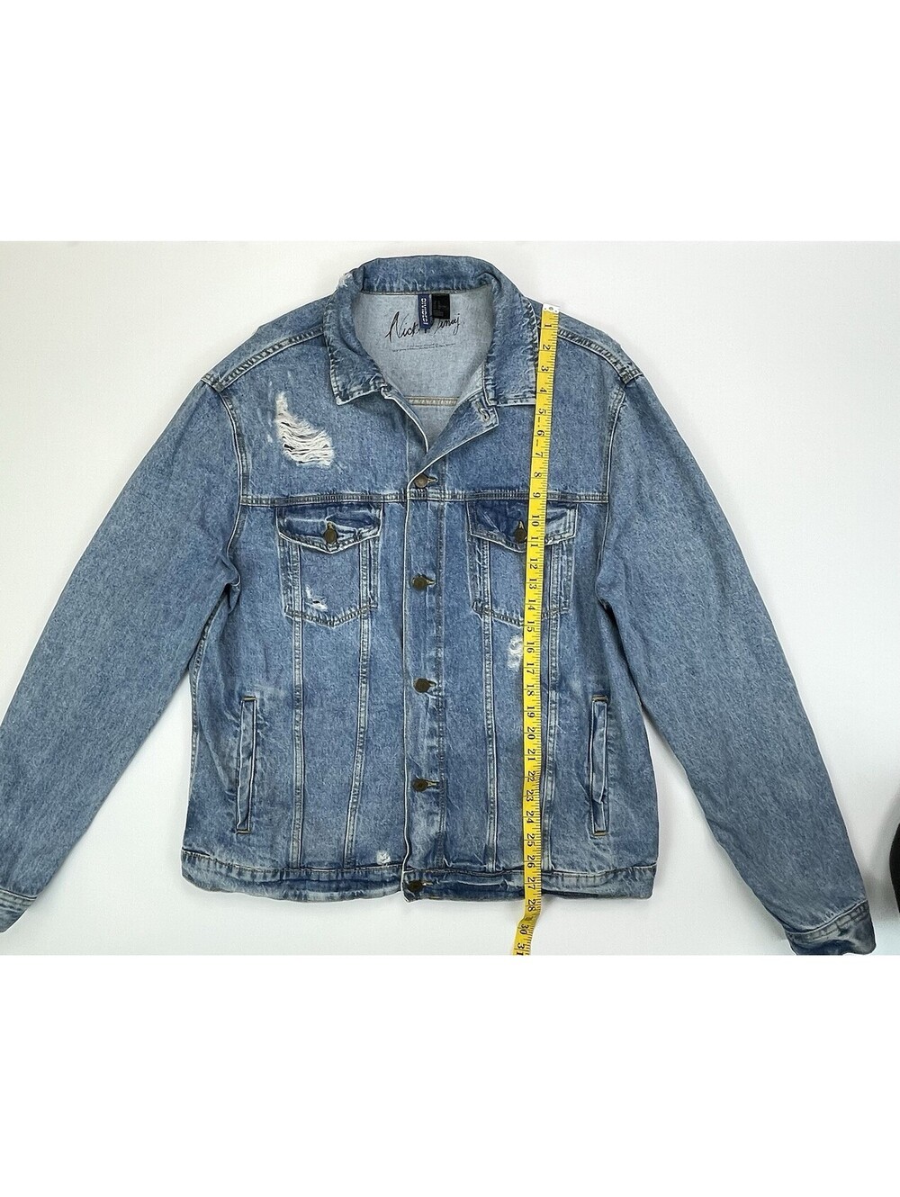 Nicki Minaj x H&M Divided Limited Edition Denim Jacket Distressed XL Rap Hip Hop - Picture 5 of 7